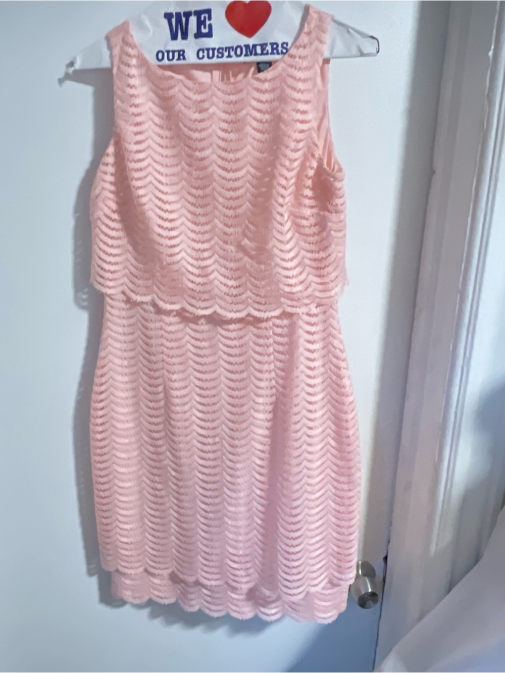 American Living Blush Pink Lace Overlay Sleeveless Tunic